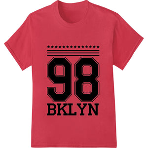 '98 BKLYN' text design in bold black font, brooklyn bridge outline graphic for DTF printing and heat transfer apparel