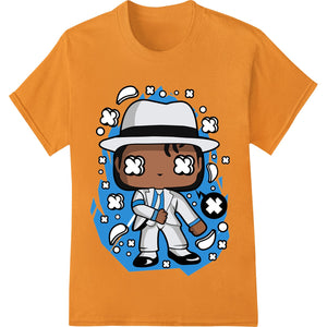 A colorful and fun cartoon character design, suitable for direct-to-film (DTF) printing and heat transfer onto apparel.