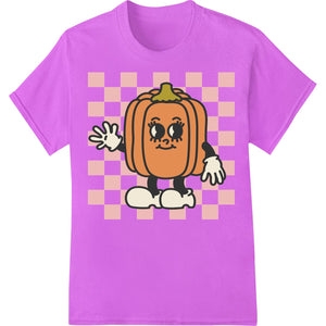 Cartoon pumpkin face with googly eyes and a cheerful smile, great for Halloween DTF heat transfers on t-shirts and apparel.