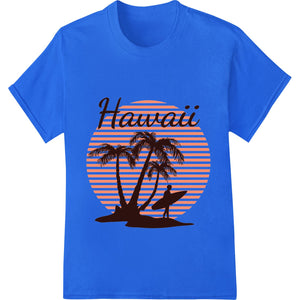 Aloha Vibes tropical Hawaii sunset design with palm trees and ocean in orange and pink tones, perfect for DTF heat transfer...