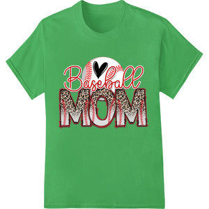 Baseball graphic with text 'Baseball Mom: The Ultimate Fan & Dedicated Parent' in stylized letters on a colored background