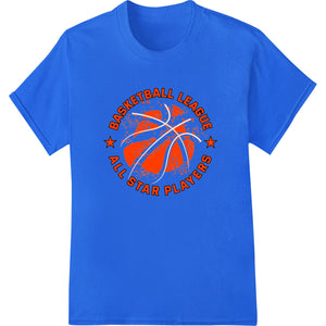 Colorful basketball league all-star players design printed with direct to film technology for heat transfer on apparel