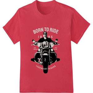 Black and red graphic t-shirt design with the text 'Born to Ride' and a motorcycle silhouette, made for DTF printing.