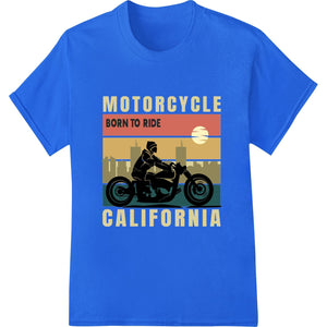 Born to Ride graphic with a motorcycle silhouette and text 'Born to Ride' in a bold font against a colorful background