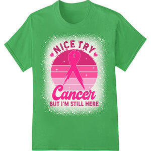 Pink ribbon design heat transfer with the words 'Cancer Survivor' for DTF/direct-to-film printing on custom apparel and...