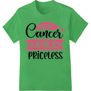 Pink ribbon design t-shirt with empowering message celebrating the courage of breast cancer survivors printed using DTF...