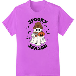 Cute ghost design with a friendly expression, perfect for Halloween DTF prints and heat transfers on custom apparel.