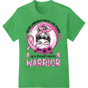 Pink ribbon DTF heat transfer design showing support for breast cancer awareness and survivors, for custom t-shirt printing.